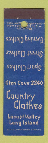 Matchbook Cover - Country Clothes Locust Valley LI NY Midget