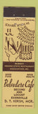 Matchbook Cover - Belvedere Cafe Evansville IN Midget