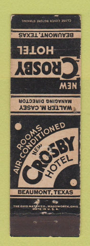 Matchbook Cover - Crosby Hotel Beaumont TX Midget