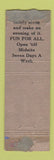 Matchbook Cover - Fun Palace Seattle WA Midget