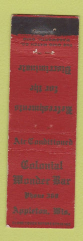 Matchbook Cover - Colonial Wonder Bar Appleton WI WEAR Midget