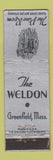 Matchbook Cover - The Weldon Pine Room Greenfield MA WEAR Midget
