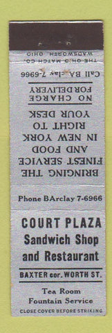 Matchbook Cover - Court Plaza Sandwich Shop New York City Midget