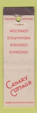 Matchbook Cover - Canary Cottage Cincinnati Louisville Indianapolis WEAR Midget