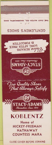 Matchbook Cover - Stacy Adams Koblentz clothes