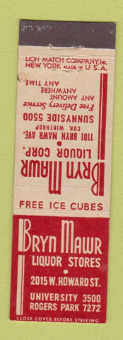 Matchbook Cover - Bryn Mawr Liquor Corp Rogers Park Chicago IL Midget