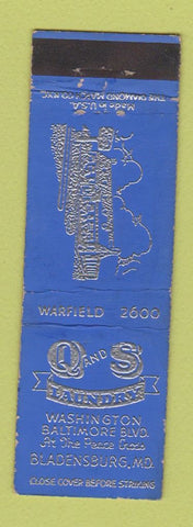 Matchbook Cover - Q and S Laundry Bladensburg MD Midget