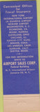 Matchbook Cover - Airport Sales Corp travel insurance Jamaica NY