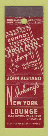 Matchbook Cover - Johnny's New York Cocktail Lounge Chicago IL Midget