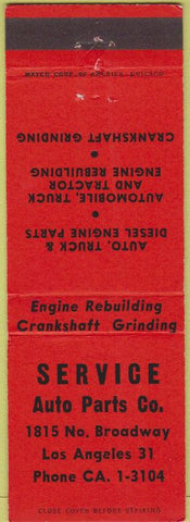 Matchbook Cover - Service Auto Parts Los Angeles CA