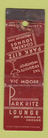 Matchbook Cover - Park Ritz Lounge Chicago IL WORN Midget