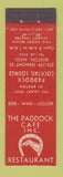 Matchbook Cover - Paddock Cafe Restaurant Boston MA Midget