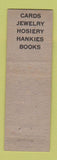 Matchbook Cover - The Hannah Shop Cards Jewelry Hosiery Midget