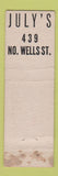 Matchbook Cover - July's Chicago IL  Midget
