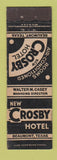 Matchbook Cover - Crosby Hotel Beaumont TX Midget