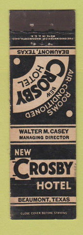 Matchbook Cover - Crosby Hotel Beaumont TX Midget