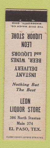 Matchbook Cover - Leon Liquor Store El Paso TX Midget