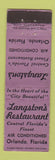 Matchbook Cover - Langston's Restaurant Orlando FL Midget