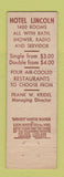Matchbook Cover - Hotel Lincoln New York City WEAR Midget
