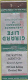 Matchbook Cover - GirardInsurance Cleveland OH WEAR Federal LONG