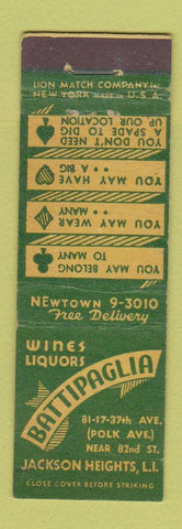 Matchbook Cover - Battipaglia Liquor Jackson Heights LI NY  Midget