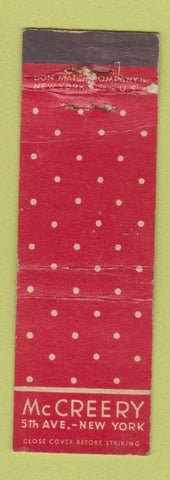 Matchbook Cover - McCreery New York City WEAR Midget