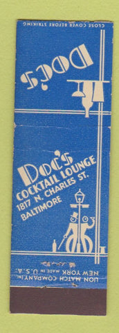 Matchbook Cover - Doc's Cocktail Lounge Baltimore MD Midget