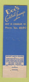 Matchbook Cover - Doc's Cocktail Lounge Baltimore MD Midget