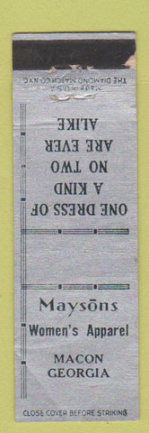Matchbook Cover - Maysons Women's Clothes Macon GA WEAR Midget