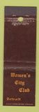 Matchbook Cover - Women's City Club Detroit MI Midget