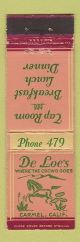 Matchbook Cover - De Loe's Restaurant Carmel CA Midget