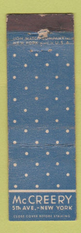 Matchbook Cover - McCreery New York City Midget