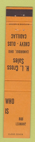 Matchbook Cover - Chevrolet Oldsmobile Cadillac Cambridge OH ORANGE 12 Strike