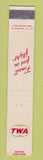 Matchbook Cover - TWA Airlines WHITE 10 Strike