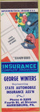 Matchbook Cover - Winters State Auto Insurance Harrisburg PA