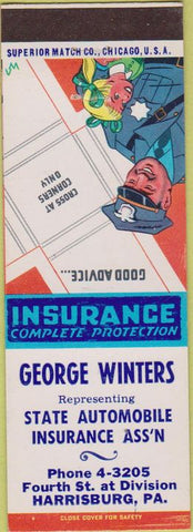 Matchbook Cover - Winters State Auto Insurance Harrisburg PA