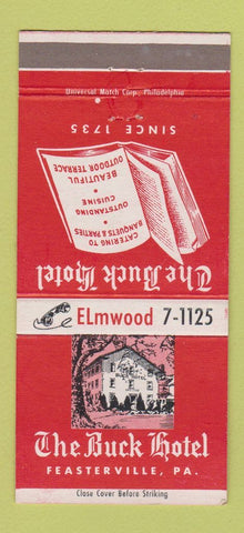Matchbook Cover - The Buck Hotel Feasterville PA 30 Strike