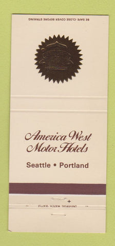 Matchbook Cover - America West Motor Hotels Seattle WA Portland OR 30 Strike