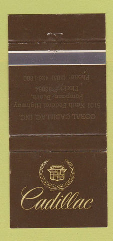 Matchbook Cover - Coral Cadillac Pompano Beach FL 30 Strike