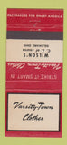 Matchbook Cover - Varsity Town Men's Clothes Wilson's Delaware OH 30 Strike