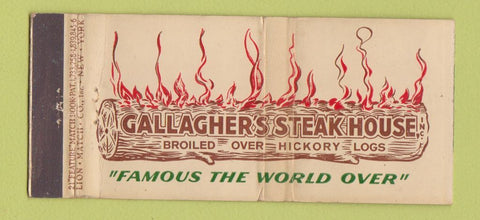 Matchbook Cover - Gallagher's Steak House New York City WEAR 21 Strike Feature