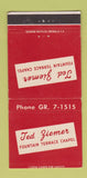 Matchbook Cover - Ted Ziemer Fountain Terrace Chapel Evansville IN 30 Strike