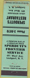 Matchbook Cover - Sperduti's Frontier oil gas Lockport NY WEAR