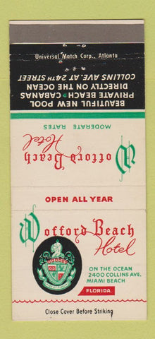 Matchbook Cover - Wofford Beach Hotel Miami Beach FL 30 Strike