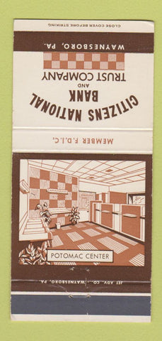 Matchbook Cover - Citizens National Bank Waynesboro PA 30 Strike