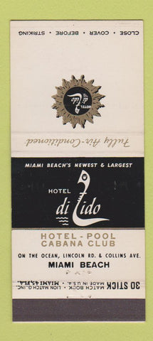 Matchbook Cover - Hotel De Lido Miami Beach FL 30 Stick
