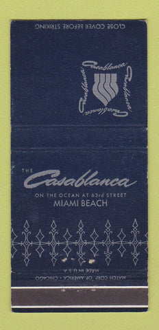 Matchbook Cover - Casablanca Miami Beach FL hotel WEAR 30 Strike