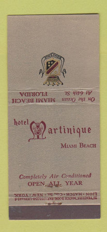 Matchbook Cover - Hotel Martinique Miami Beach FL 21 Strike Feature