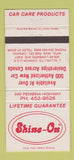 Matchbook Cover - Shine On Car Care Products Winnipeg MB WEAR 30 Strike