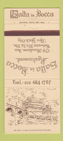 Matchbook Cover - Salla in Bocca Restaurant New York City 30 Strike